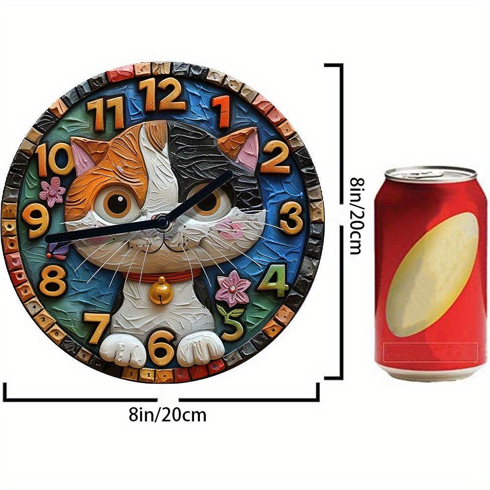 Silent Aluminum Cat Clock Ideal Winter Decor Gift - Montero Milan