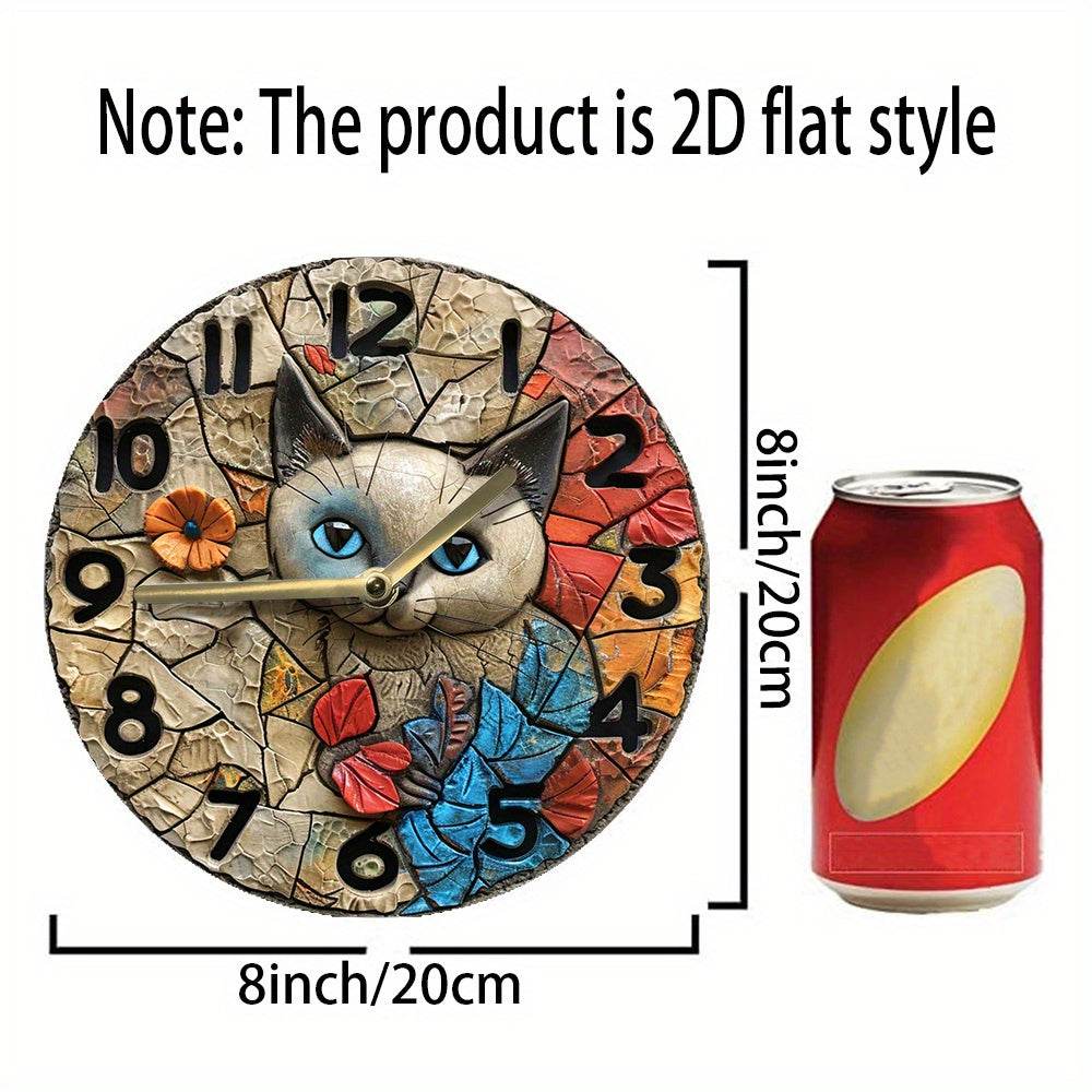 Silent Quartz Siamese Cat Wall Clock Decor Gift - Montero Milan