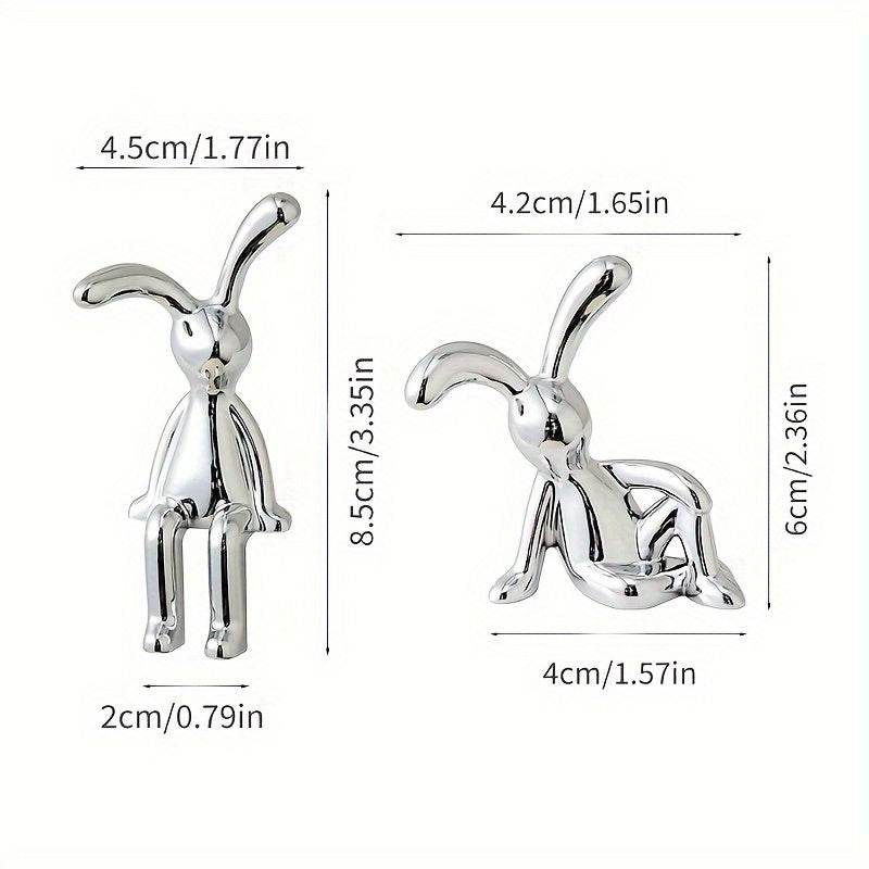 Nordic Silver Bunny Figurines – Set of 2 - Montero Milan