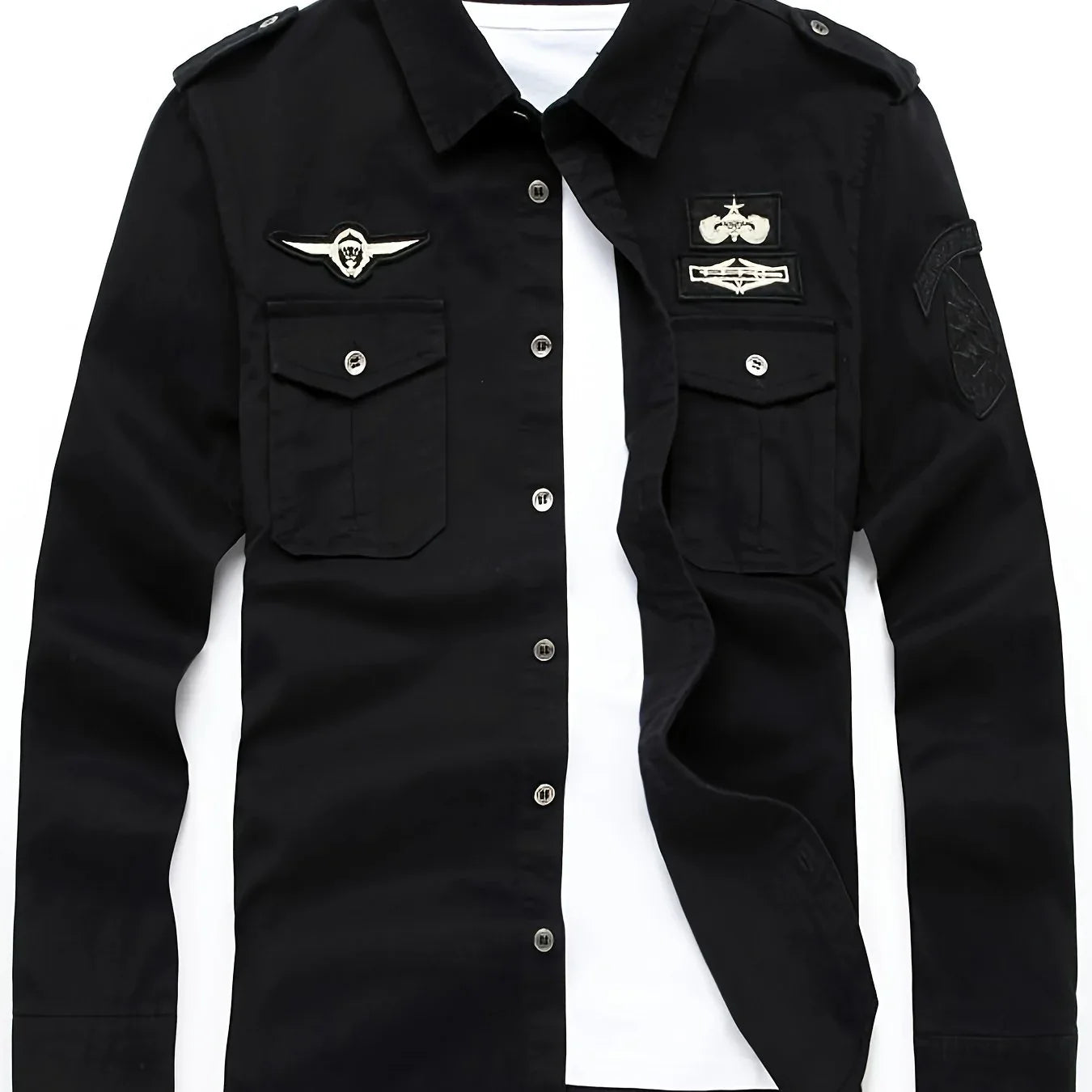 Autumn Long Sleeve Shirt for Men, Outdoor Plus Size Military Style Loose Fit Top, Pure Cotton High-Density Twill Casual Workwear Shirt, Thin Twill Long Sleeve Workwear