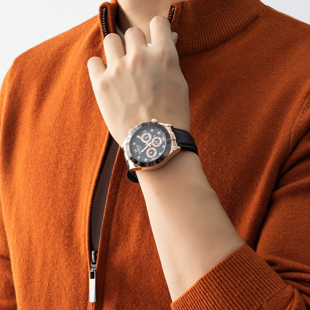 2025 New Christmas Gift Men's Zipper Knit Cardigan Jacket for Outdoor Casual Gatherings, Wearable in Spring, Autumn, and Winter, Wool Blend Material - Tangerine / NZ 34