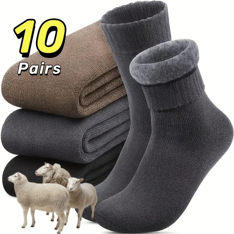 3/10 Pairs of Thick Winter Velvet Snow Socks for Men, Soft Plush Warm Boot Socks, Suitable for Outdoor Work And Leisure, a Gift for Husbands, Fathers, Or Boyfriends, Knitted Items in European Sizes (39-45) And US Sizes 9-11.