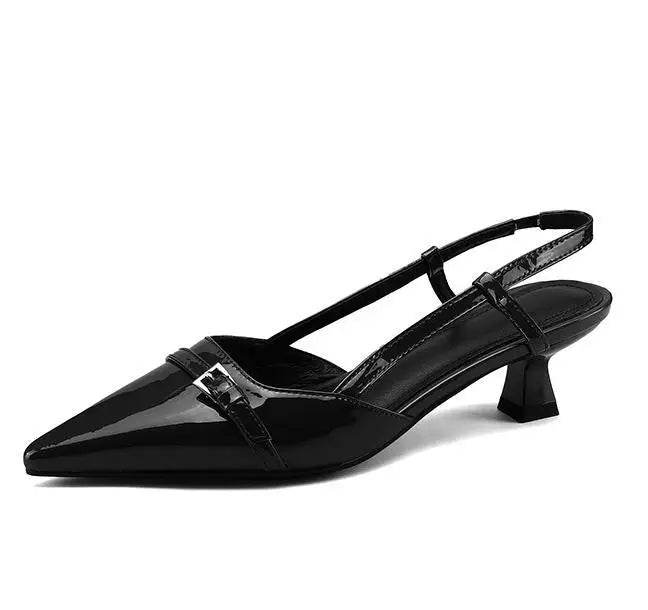 Pointed-Toe Patent Slingback Heels - Montero Milan