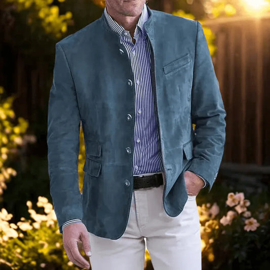 Smart Suede Button-Front Blazer - Montero Milan
