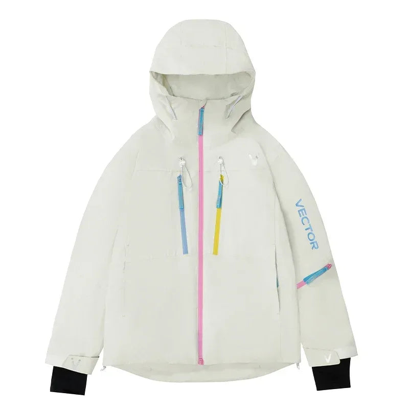 VECTOR Men and Women Cotton Contrast Skiing Top Waterproof and Durable Warm Snowboard Ski Double Board Single Board Outdoors