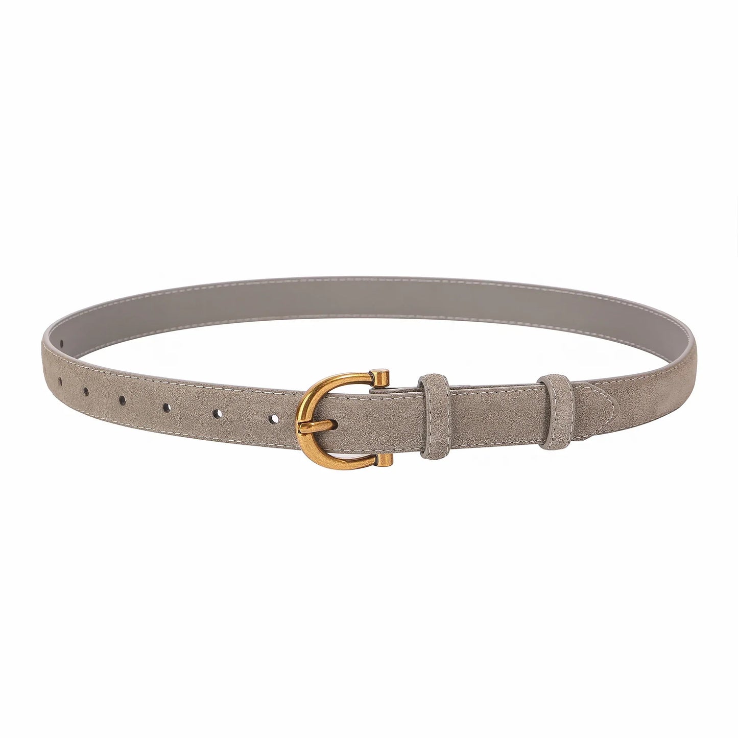 Genuine Leather Suede Women Belt Fashion Skinny Waistband Retro Gold Buckle Brown Belts for Jeans Pants