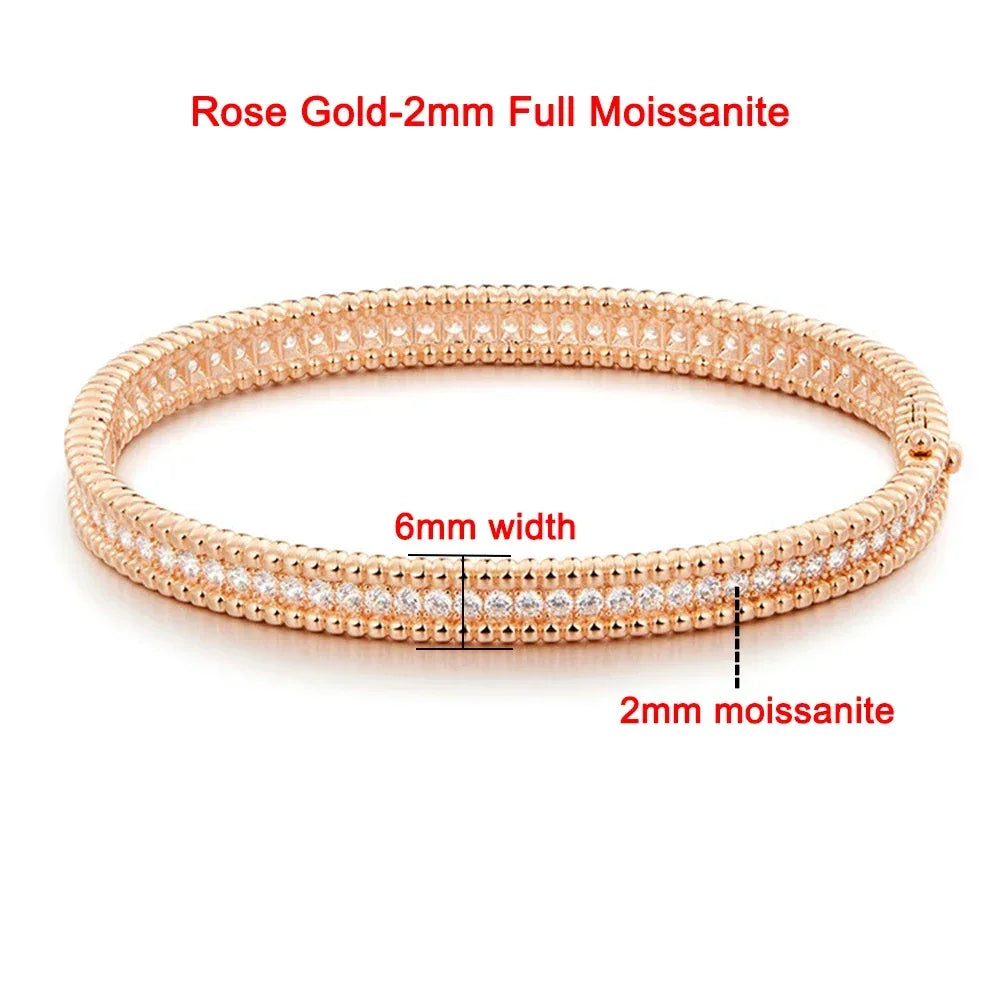 2mm Full Moissanite Bracelets with GRA Certified 100% 925 Sterling Silver Plated 18K Gold Luxury Fine Jewelry Bangle For Women