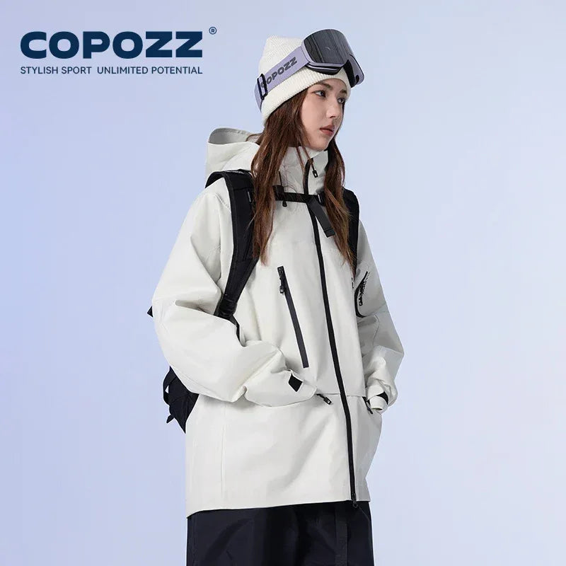 COPOZZ Ski Jacket Women Man Hooded Ski Wear Windproof Winter Overalls Hoodie Waterproof Outdoor Sports Clothing Snowboard