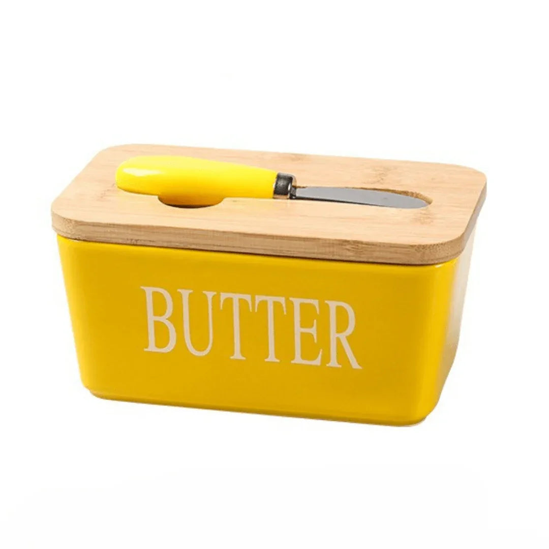 Ceramic Butter Dish with Bamboo Lid & Spreader - Montero Milan