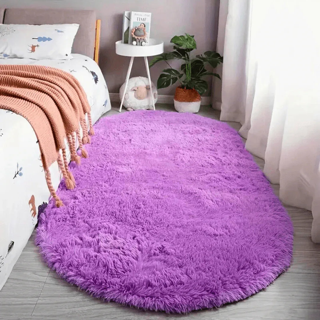 Plush Oval Faux Fur Rug - Montero Milan