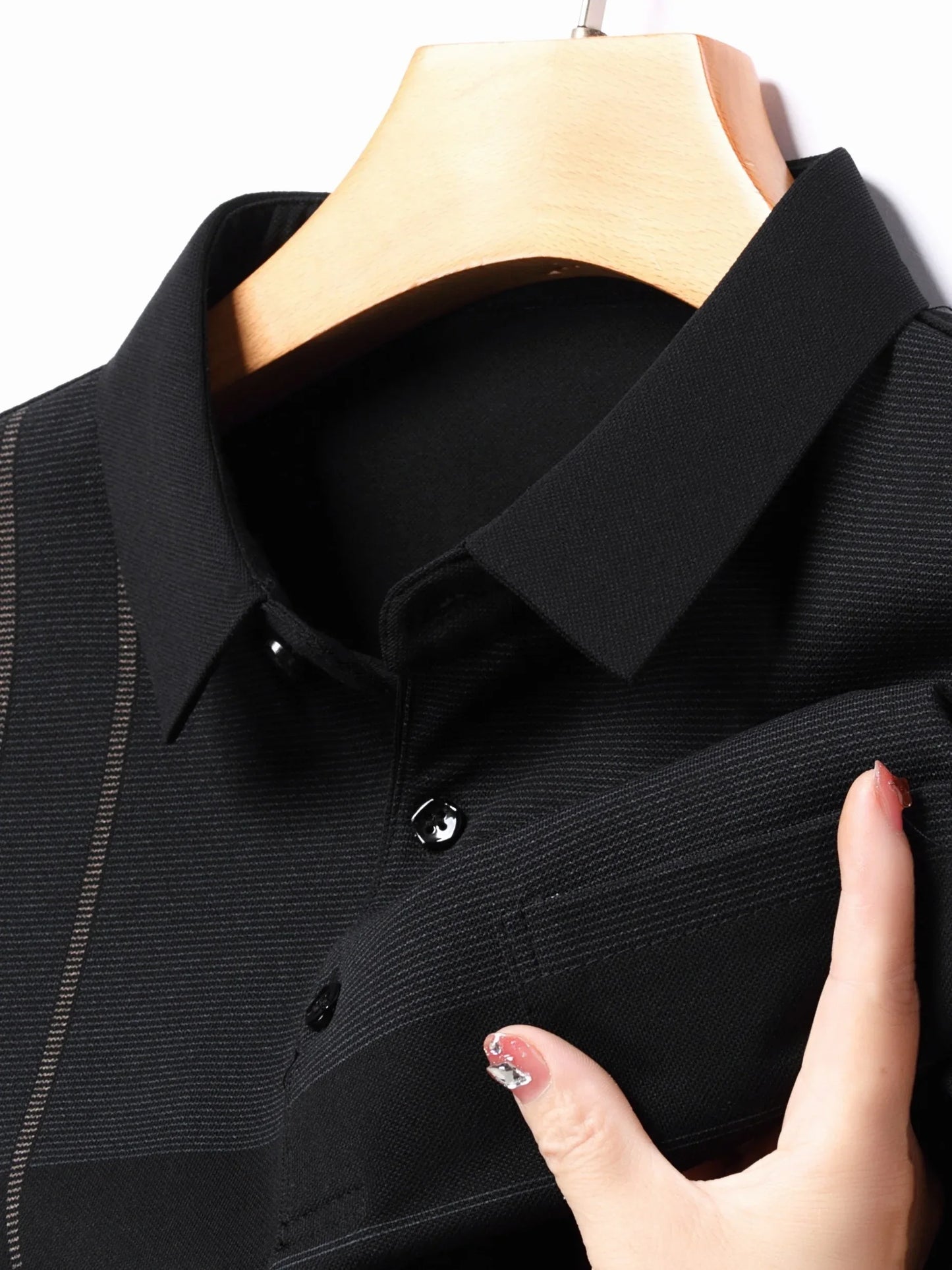 Men's Vintage-Inspired Striped Shirt with Chest Pocket - Breathable, Long Sleeve, Button Detail for Golf & Outdoor Activities