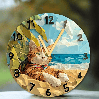 Geometric Cat Silent Wall Clock - Montero Milan