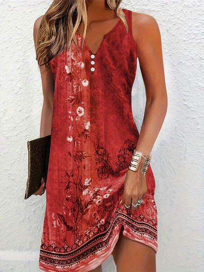 Floral Notched-Neck Midi Dress - Montero Milan
