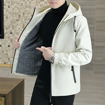 Men'S Heavy-Duty Fleece Jacket - Windproof Zip-Up Coat with Full-Zip Closure, Hooded Winter Coat for Cold Weather, Non-Stretch Fabric for Everyday & Formal Events