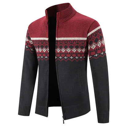 Men'S Thickened Winter Cardigan - Heavyweight Cold Weather Jacket with Stand Collar, Long Sleeve Coat for Formal & Everyday Outfits - Fall/Winter Outerwear in Navy