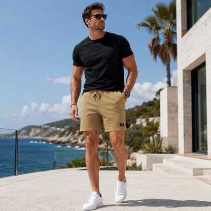 Textured Drawstring Casual Shorts