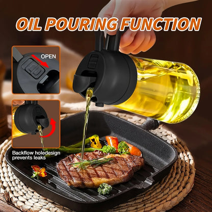 Montero Milan 1 Portable Olive Oil Sprayer and Pourer | 470ML Plastic Kitchen Oil Bottle for Cooking, BBQ, Air Fryers, Baking, Salads