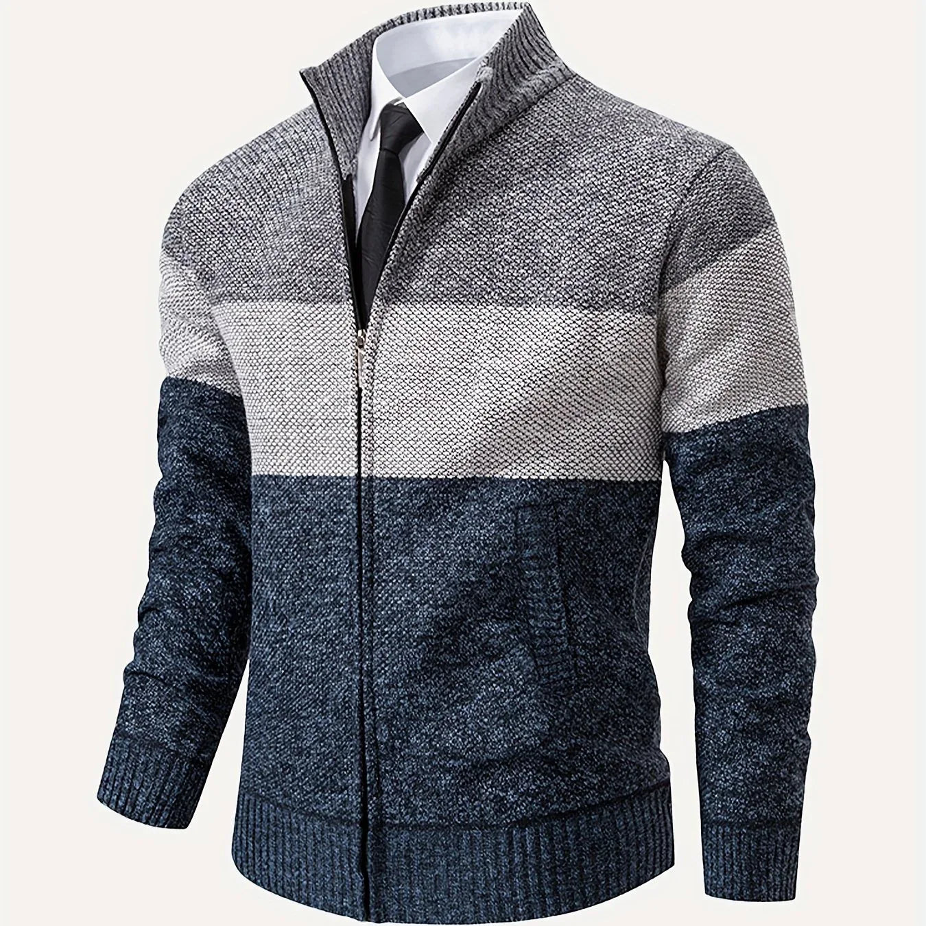 Men'S Knitted Cardigan with a Stand-Up Collar, a Casual And Stylish Outerwear.