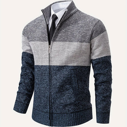 Men'S Knitted Cardigan with a Stand-Up Collar, a Casual And Stylish Outerwear.