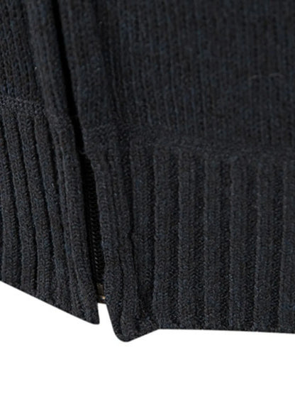 Men'S Thickened Winter Cardigan - Heavyweight Cold Weather Jacket with Stand Collar, Long Sleeve Coat for Formal & Everyday Outfits - Fall/Winter Outerwear in Navy