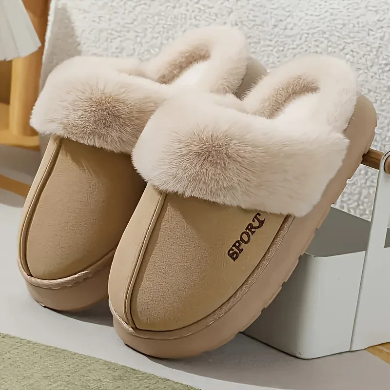 Women'S Cozy Fleece-Lined Slip-On Slippers - Soft Plush Indoor/Outdoor Shoes with EVA Sole, Warm Winter Footwear for Couples, Perfect Gift Idea, Indoor Slippers | Plush Lined Slippers | EVA Sole Slippers, Slippers for Feet