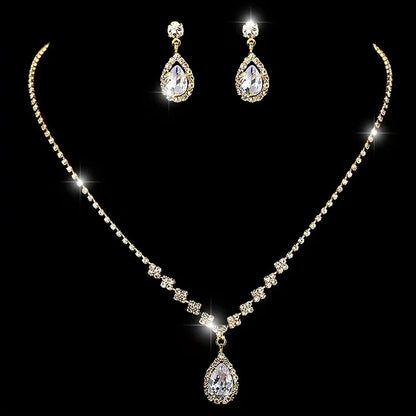[4pcs Elegant Clutch Set] 4pcs Women's Elegant Sparkling Clutch Evening Bag Set | Decorative Chain Shoulder Bag, Rhinestone Necklace Earrings