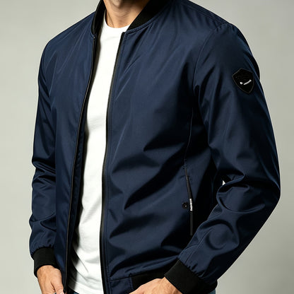 Men'S Autumn Herringbone Jacket Lightweight Windproof Casual Coat, Slim Fit Business Commute Top, Suitable for Travel, Walking, And Office Wear, Spring/Autumn Multi-Color Versatile Solid Color Windproof Outerwear, Ideal for Fitness, Running, Sports - Blue / NZ 32