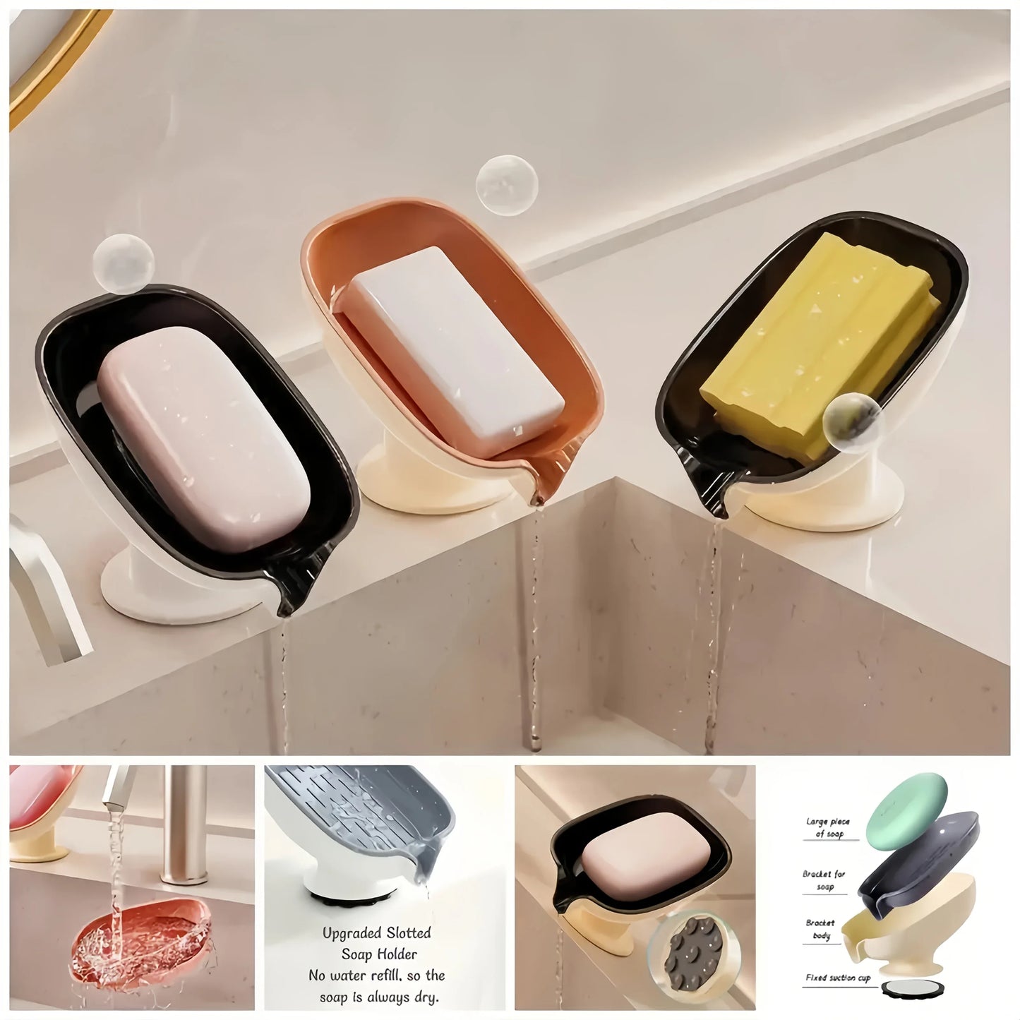 Montero Milan Drain soap dish, soap holder, bathroom drain soap rack, household suction cup soap box without drilling, scented soap holder, scented soap tray, bathroom soap container and storage