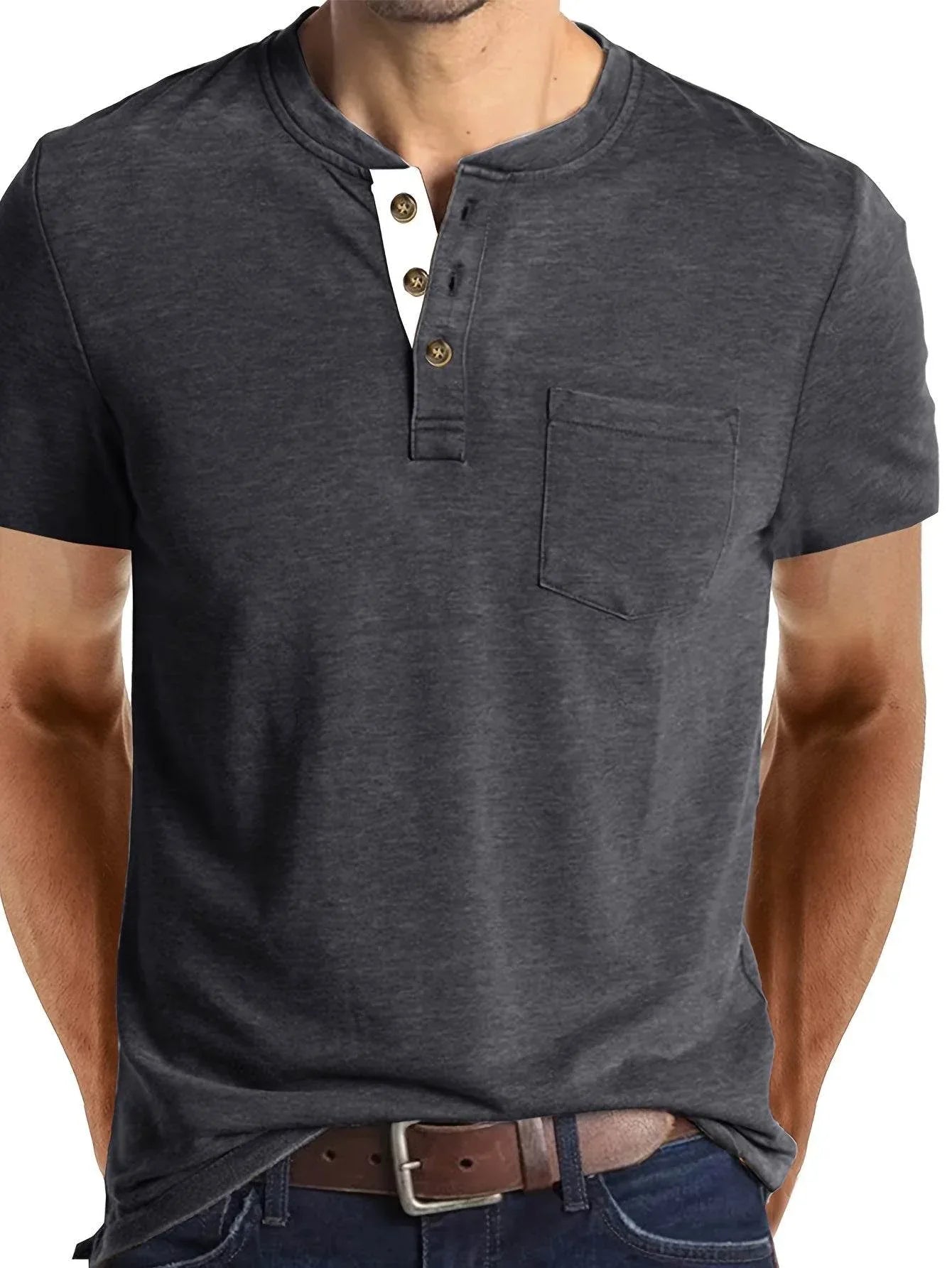 Men's Classic Cotton Blend Henley Tee - Montero Milan