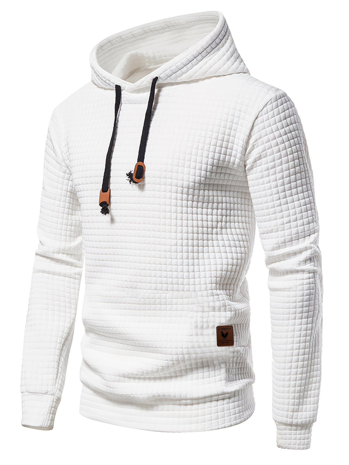 Waffle Pattern Solid Hoodie, Cool Hoodies for Men, Men'S Casual Pullover Hooded Sweatshirt with Kangaroo Pocket Streetwear for Winter Fall, As Gifts