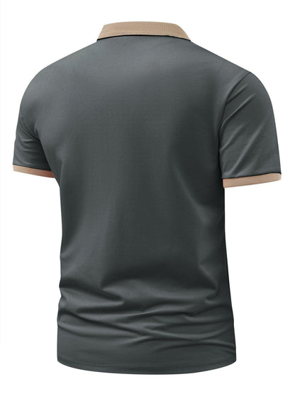 R.M.Williams Men'S Casual Summer Shirt - Beige with Green Collar & Cuffs, Button-Up Collar, Short Sleeve, Regular Fit for Gym, Outdoor Activities & Casual Attire, Gym Apparel, Classic Collar Design, Comfortable Fit