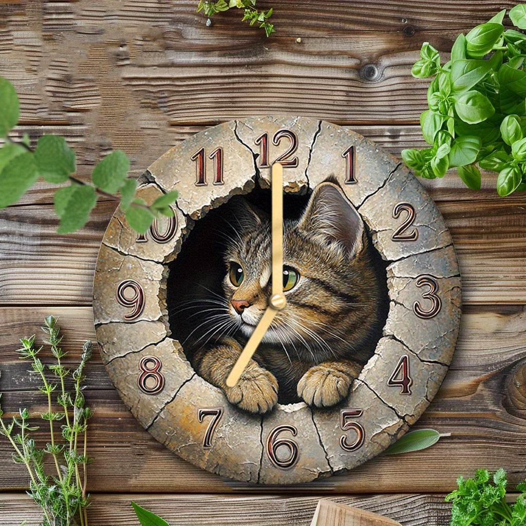 Tranquil Jungle Cat Silent Wall Clock NatureInspired Decor - Montero Milan