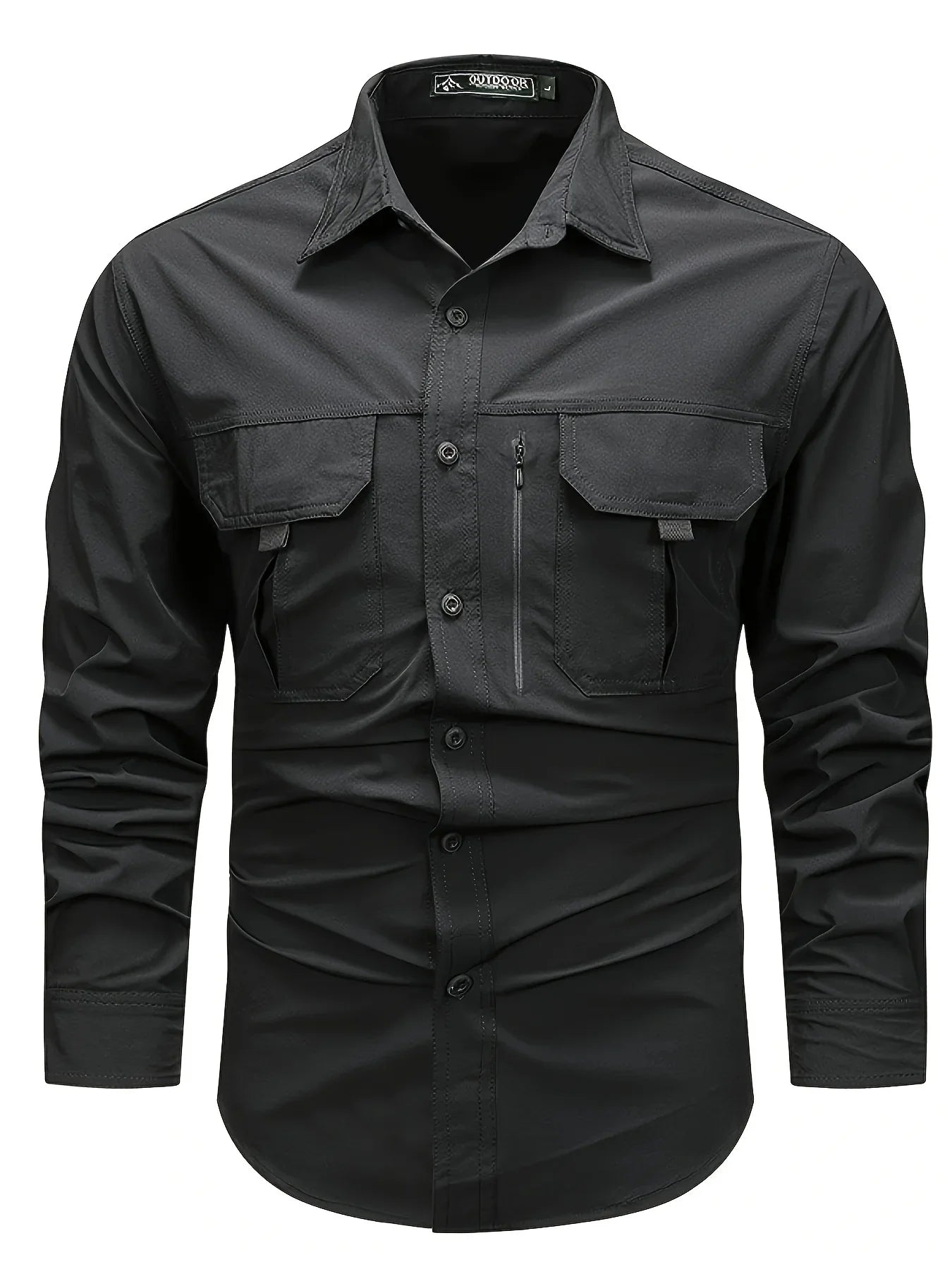 Spring And Autumn Casual Men's Long Sleeve Sunscreen Quick-drying Shirt With Multi-pockets For Outdoor Fishing