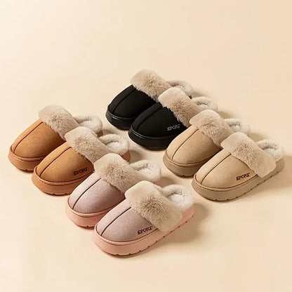 Women'S Cozy Fleece-Lined Slip-On Slippers - Soft Plush Indoor/Outdoor Shoes with EVA Sole, Warm Winter Footwear for Couples, Perfect Gift Idea, Indoor Slippers | Plush Lined Slippers | EVA Sole Slippers, Slippers for Feet