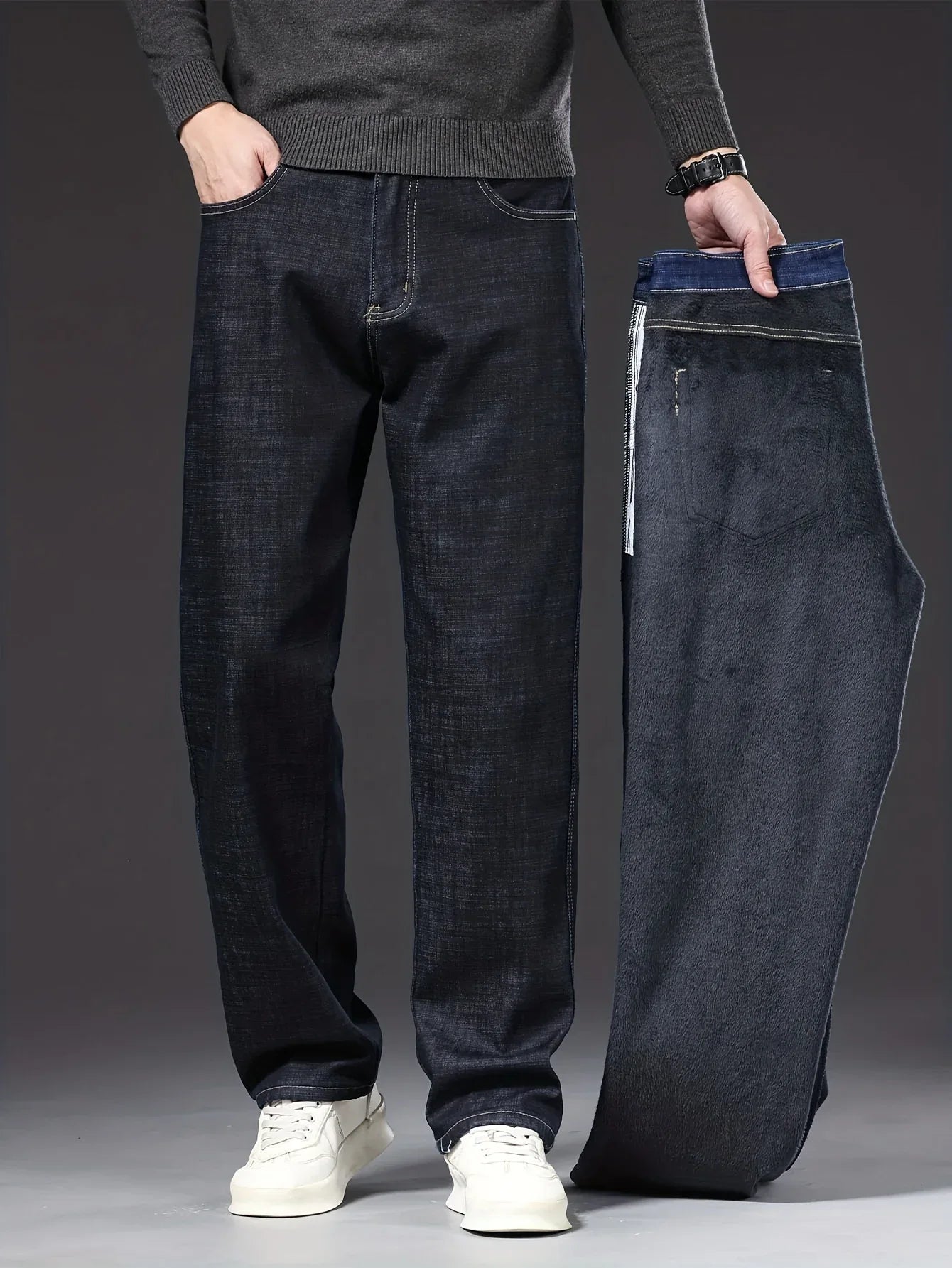 Gengyuanxi High-End Summer Men's Jeans: New Trendy Straight-Leg Stretch Business Casual Long Pants