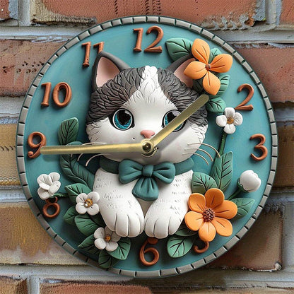 Silent Aluminum Cat Wall Clock DIY Home Decor Gift - Montero Milan