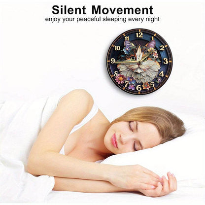 Silent Wall Clock Kit Persian Cat Aluminum Design Decor - Montero Milan