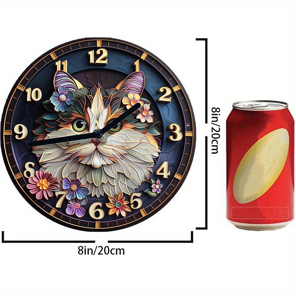 Silent Wall Clock Kit Persian Cat Aluminum Design Decor - Montero Milan
