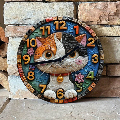 Silent Aluminum Cat Clock Ideal Winter Decor Gift - Montero Milan