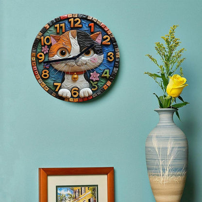 Silent Aluminum Cat Clock Ideal Winter Decor Gift - Montero Milan