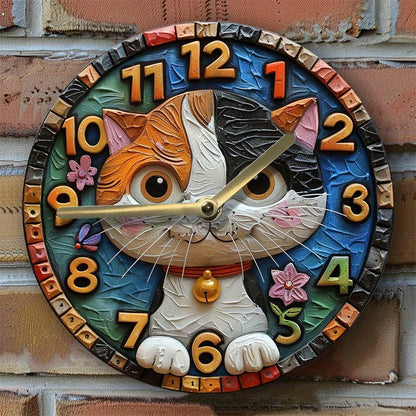 Silent Aluminum Cat Clock Ideal Winter Decor Gift - Montero Milan