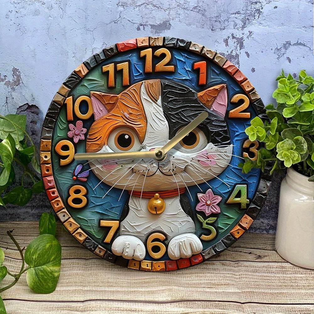 Silent Aluminum Cat Clock Ideal Winter Decor Gift - Montero Milan