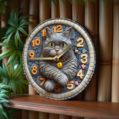 Silent British Shorthair Cat Wall Clock - Montero Milan