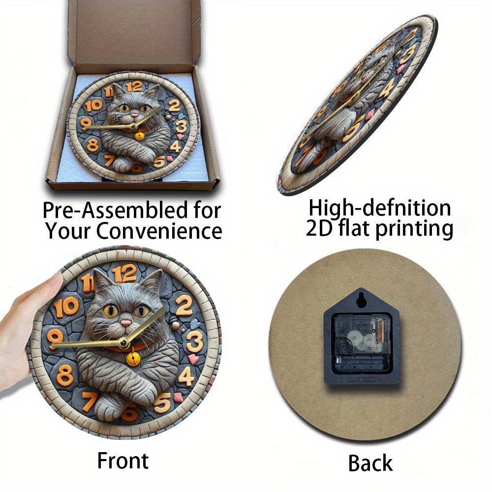 Silent British Shorthair Cat Wall Clock - Montero Milan