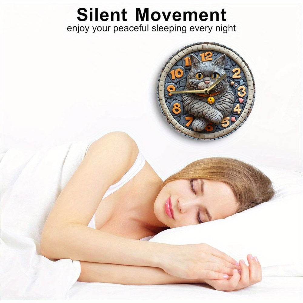 Silent British Shorthair Cat Wall Clock - Montero Milan