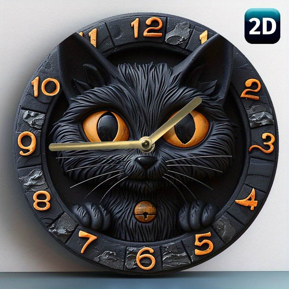 Black Cat Silent Wall Clock Autumn Decor - Montero Milan