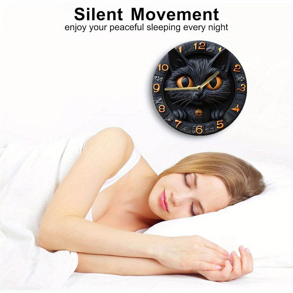 Black Cat Silent Wall Clock Autumn Decor - Montero Milan