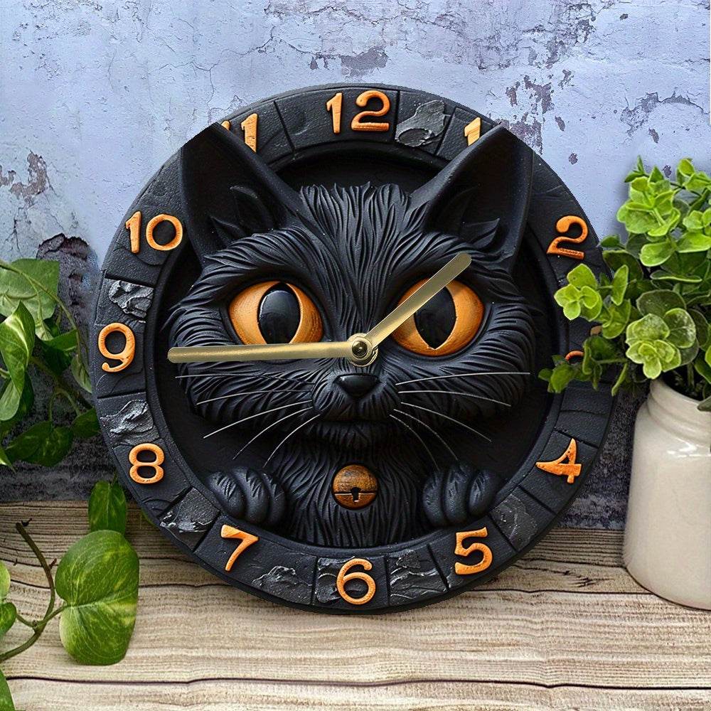 Black Cat Silent Wall Clock Autumn Decor - Montero Milan