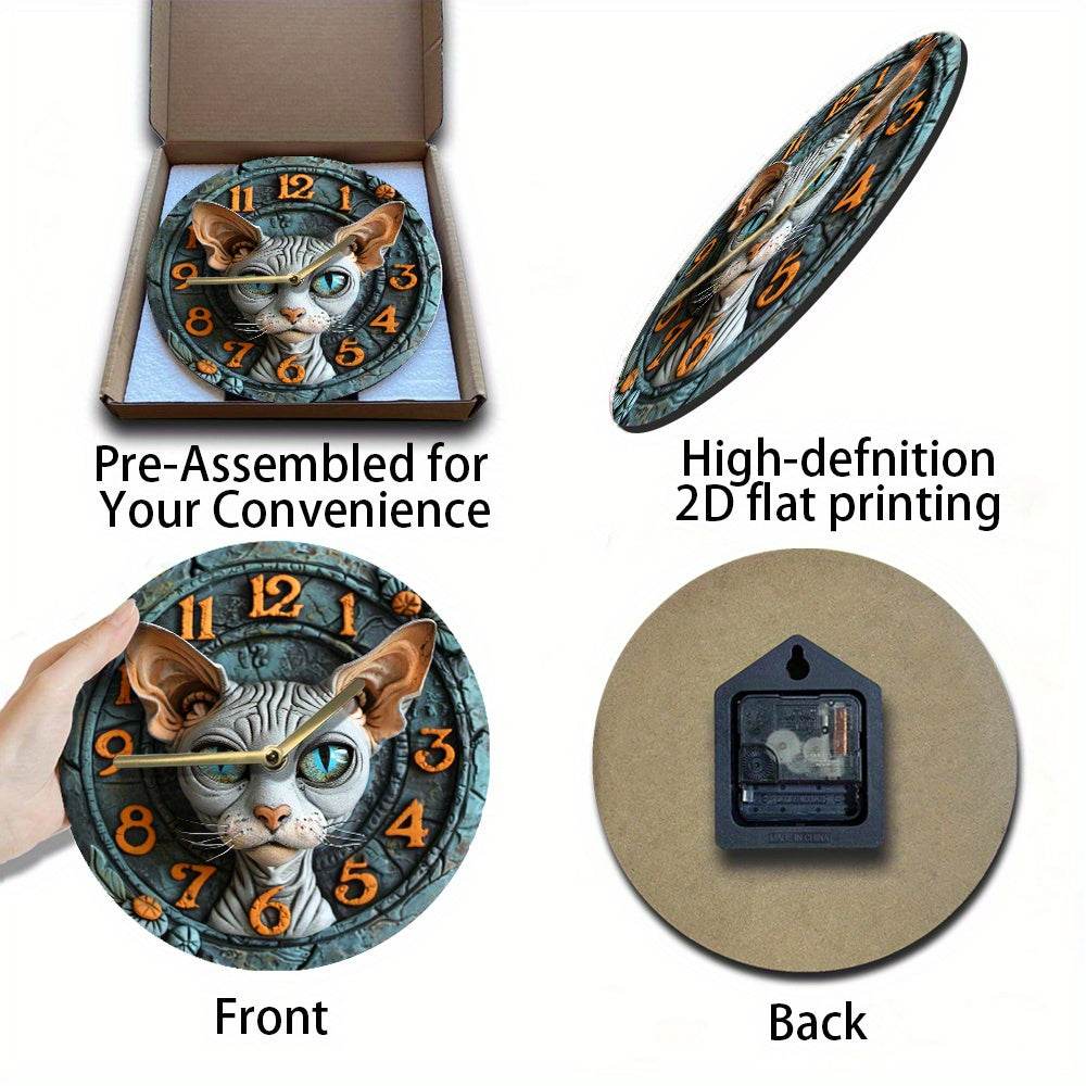 Sphynx Cat Quartz Wall Clock Ideal Halloween Decor - Montero Milan