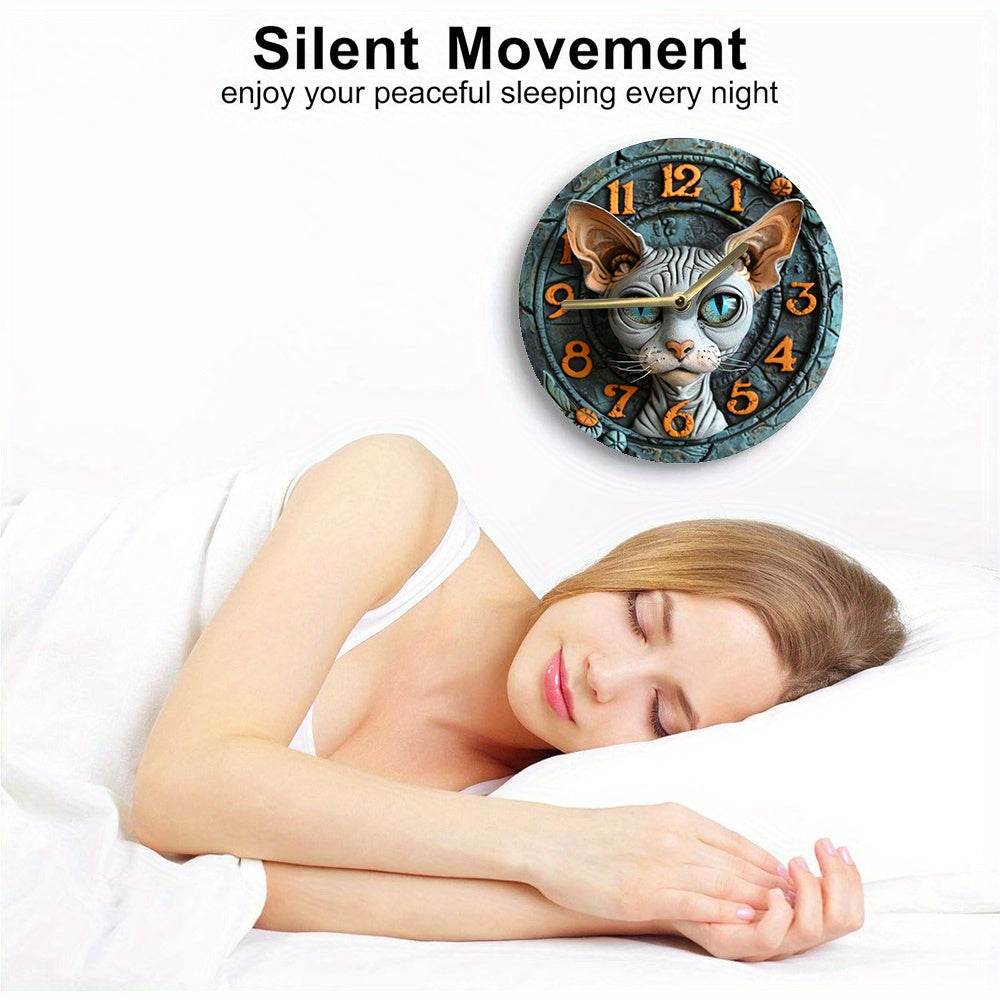 Sphynx Cat Quartz Wall Clock Ideal Halloween Decor - Montero Milan